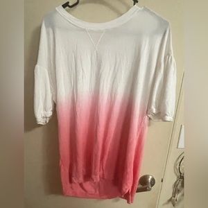 Ombré white to pink 3/4 sleeve blouse